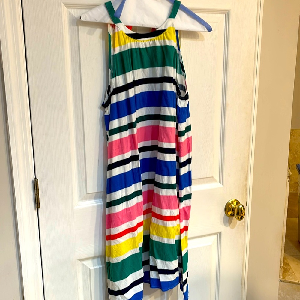 Multi-colored and striped asymmetrical dress